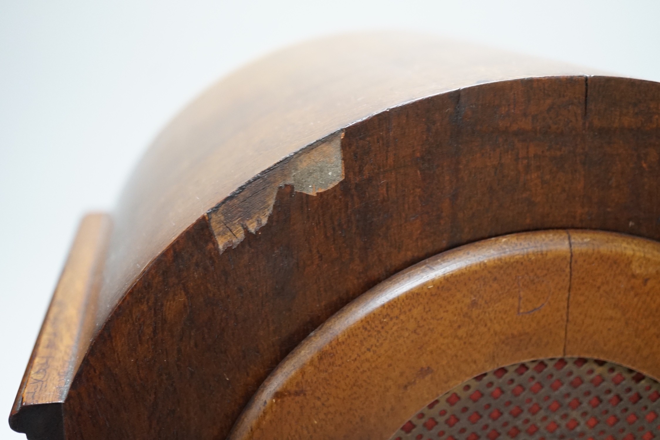 A late 19th/early 20th century mahogany mantel clock with German striking movement and convex silvered dial. 38cm tall